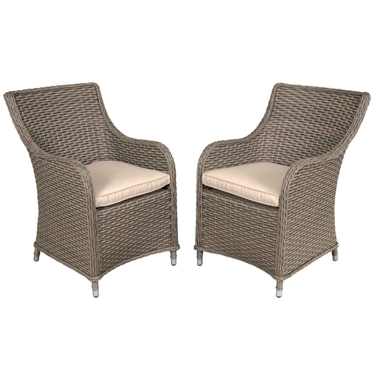 Chester Rattan Wicker Garden Dining Chairs with Cushions, Brown - DG64