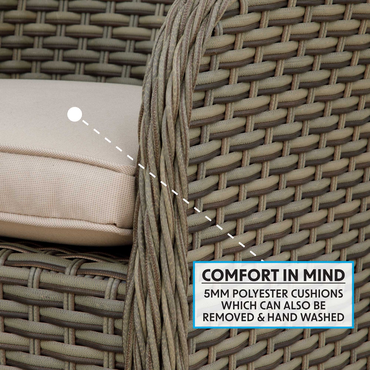 Chester Rattan Wicker Garden Dining Chairs with Cushions, Brown - DG64