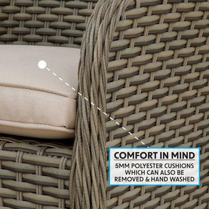 Chester Rattan Wicker Garden Dining Chairs with Cushions, Brown - DG64