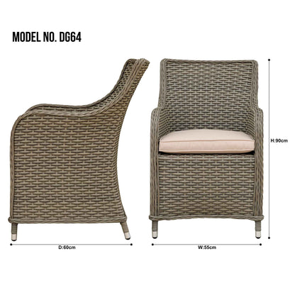 Chester Rattan Wicker Garden Dining Chairs with Cushions, Brown - DG64