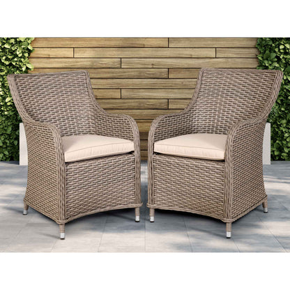 Chester Rattan Wicker Garden Dining Chairs with Cushions, Brown - DG64