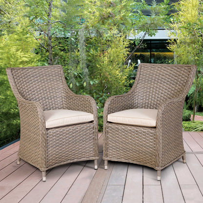 Chester Rattan Wicker Garden Dining Chairs with Cushions, Brown - DG64