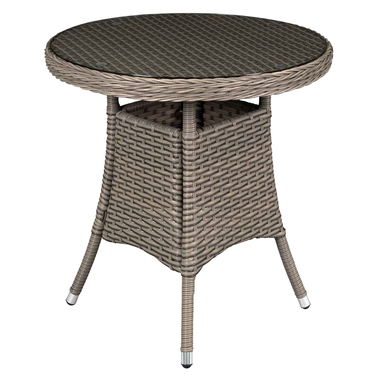 Chester Rattan Wicker Outdoor Bistro Table with Tempered Glass Top, Brown - DG65