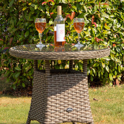 Chester Rattan Wicker Outdoor Bistro Table with Tempered Glass Top, Brown - DG65