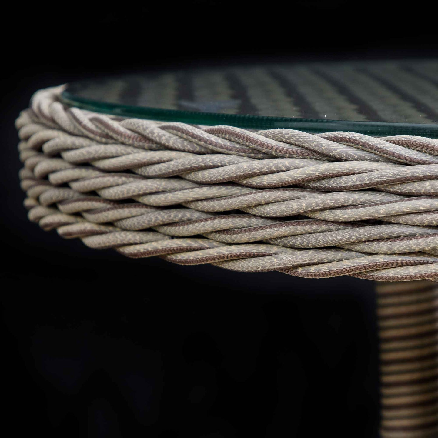 Chester Rattan Wicker Outdoor Bistro Table with Tempered Glass Top, Brown - DG65