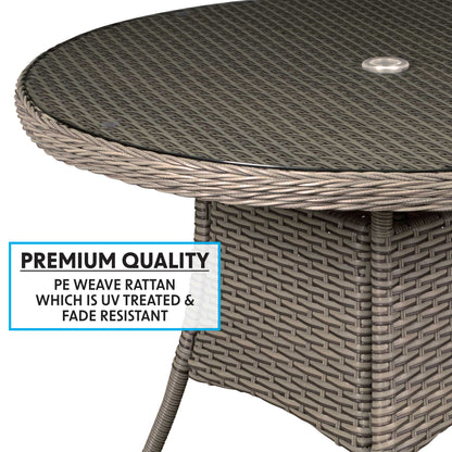 Chester Rattan Wicker Outdoor Dining Table with Tempered Glass Top - Brown - DG66