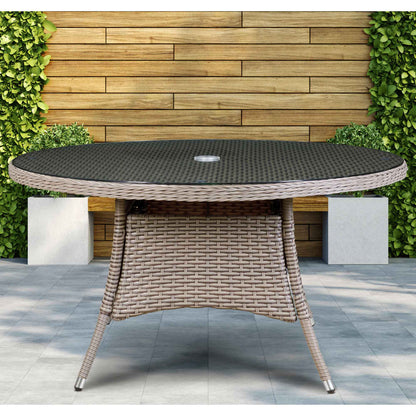 Chester Rattan Wicker Outdoor Dining Table with Tempered Glass Top - DG67