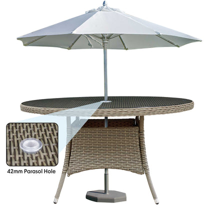 Chester Rattan Wicker Outdoor Dining Table with Tempered Glass Top - DG67