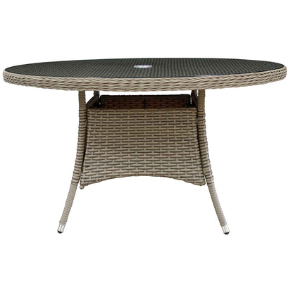 Chester Rattan Wicker Outdoor Dining Table with Tempered Glass Top - DG67