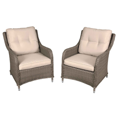Chester Rattan Wicker Outdoor Lounge Chairs with Cushions - Brown - DG69