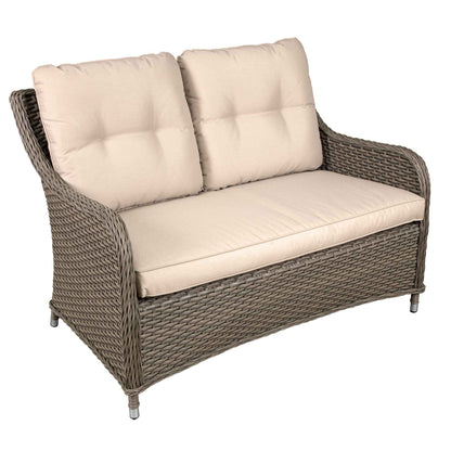 Chester Rattan Wicker Outdoor 2-Seater Sofa with Cushion, Brown - DG70
