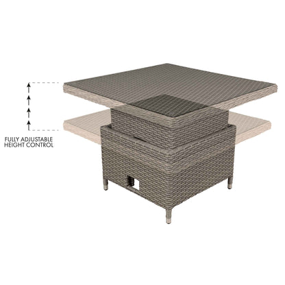 Chester Rattan Wicker Height-Adjustable Outdoor Dining Table - Brown - DG73