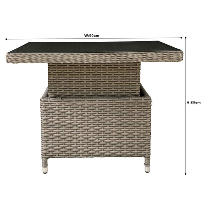 Chester Rattan Wicker Height-Adjustable Outdoor Dining Table - Brown - DG73