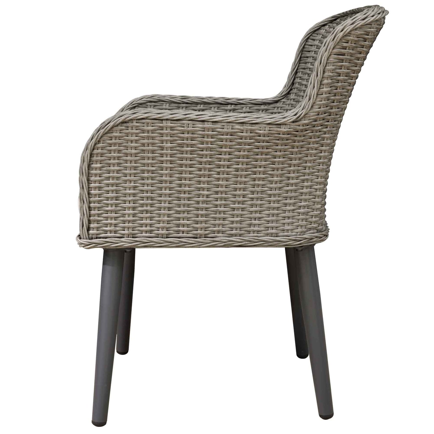 Buxton Rattan Wicker Outdoor Dining Armchair with Cushions, Set of 2, Grey - DG76