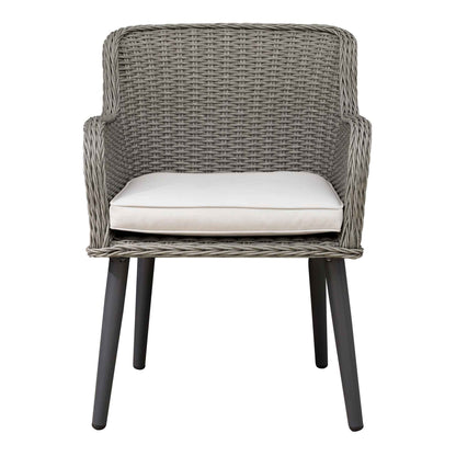Buxton Rattan Wicker Outdoor Dining Armchair with Cushions, Set of 2, Grey - DG76