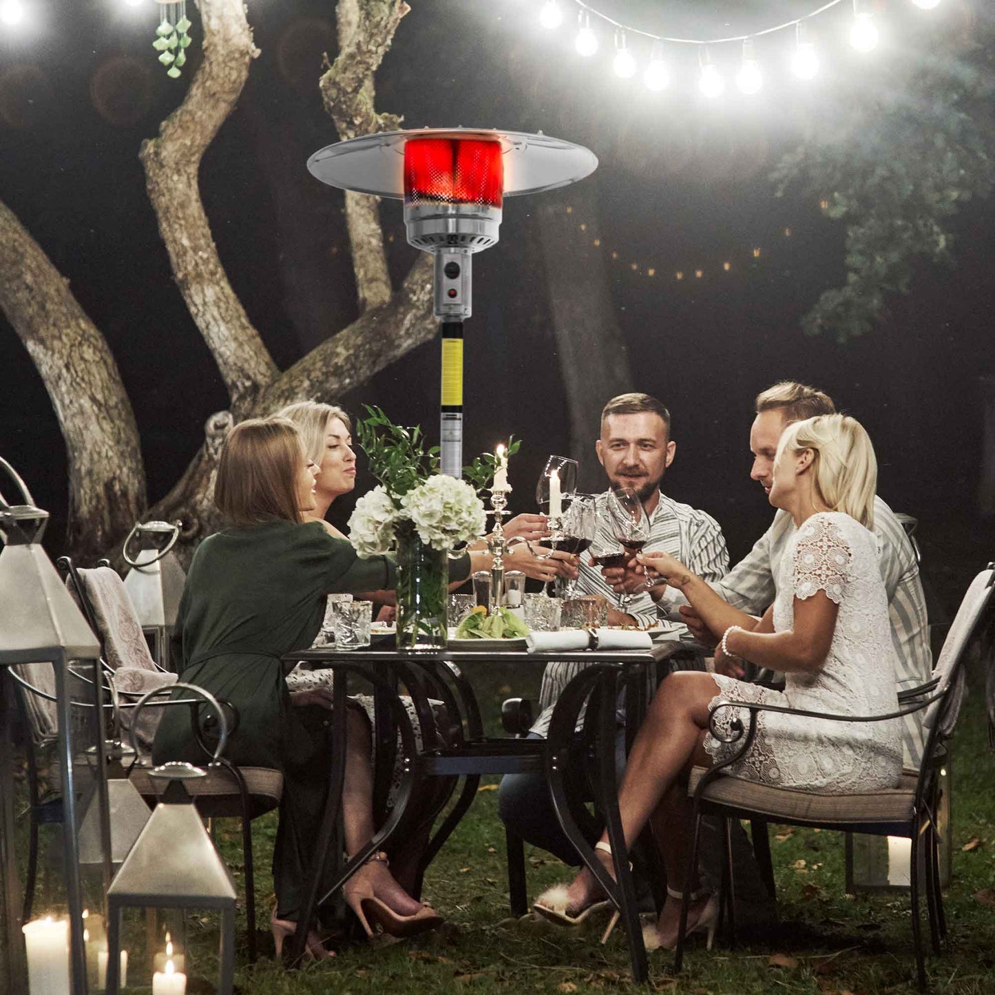 Freestanding Gas Patio Heater 13kW with Wheels & Cover for Commercial & Domestic Use, Black - DG220
