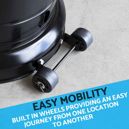 Freestanding Gas Patio Heater 13kW with Wheels & Cover for Commercial & Domestic Use, Black - DG220