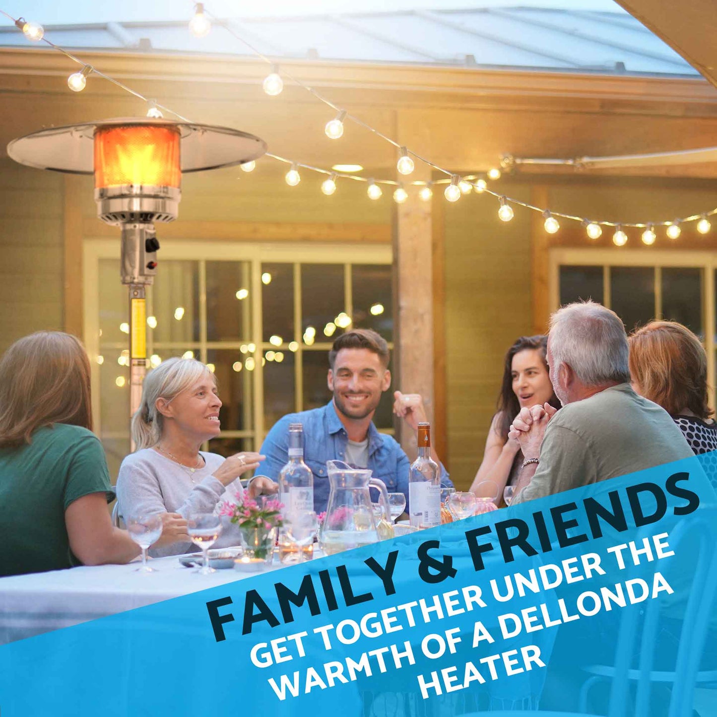 Freestanding Gas Patio Heater 13kW with Wheels & Cover, Stainless Steel - DG221