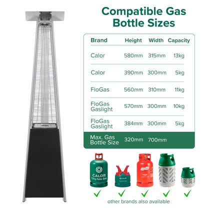 Pyramid Gas Patio Heater 13kW, Black - DG98