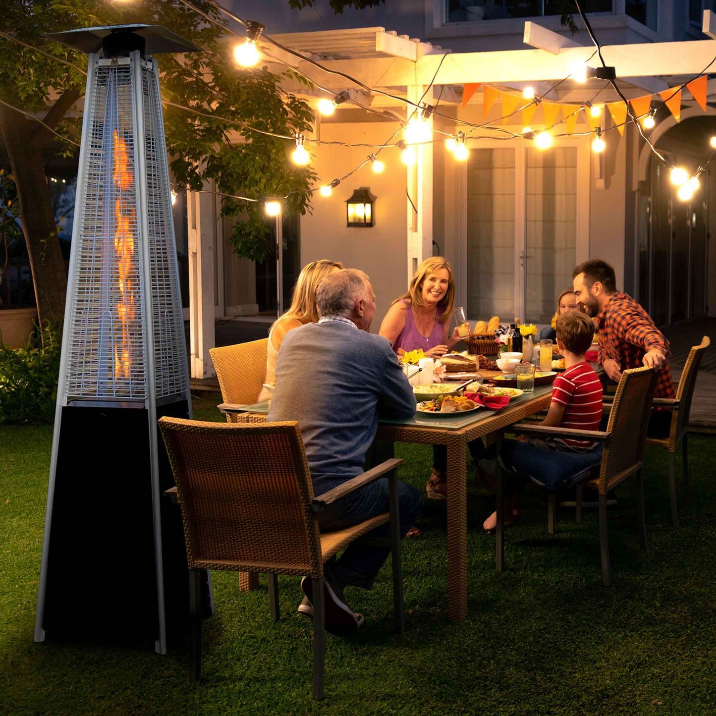Pyramid Gas Patio Heater 13kW for Commercial & Domestic Use, Supplied with Cover, Black - DG224
