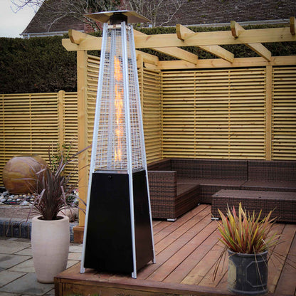 Pyramid Gas Patio Heater 13kW for Commercial & Domestic Use, Supplied with Cover, Black - DG224
