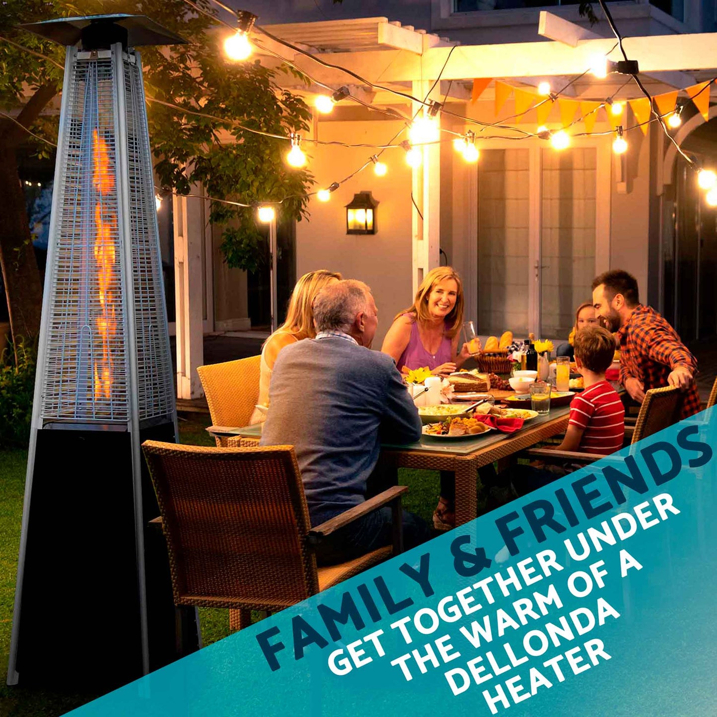 Pyramid Gas Patio Heater 13kW for Commercial & Domestic Use, Supplied with Cover, Black - DG224