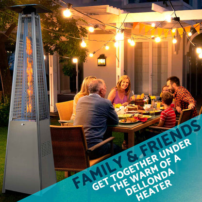 Pyramid Gas Patio Heater 13kW for Commercial & Domestic Use, with Cover, Stainless Steel - DG225