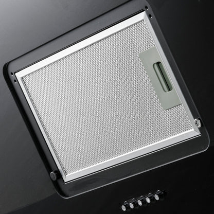 Baridi 90cm Angled Chimney Cooker Hood with Carbon Filters, LED Lamp, Black Glass - DH106