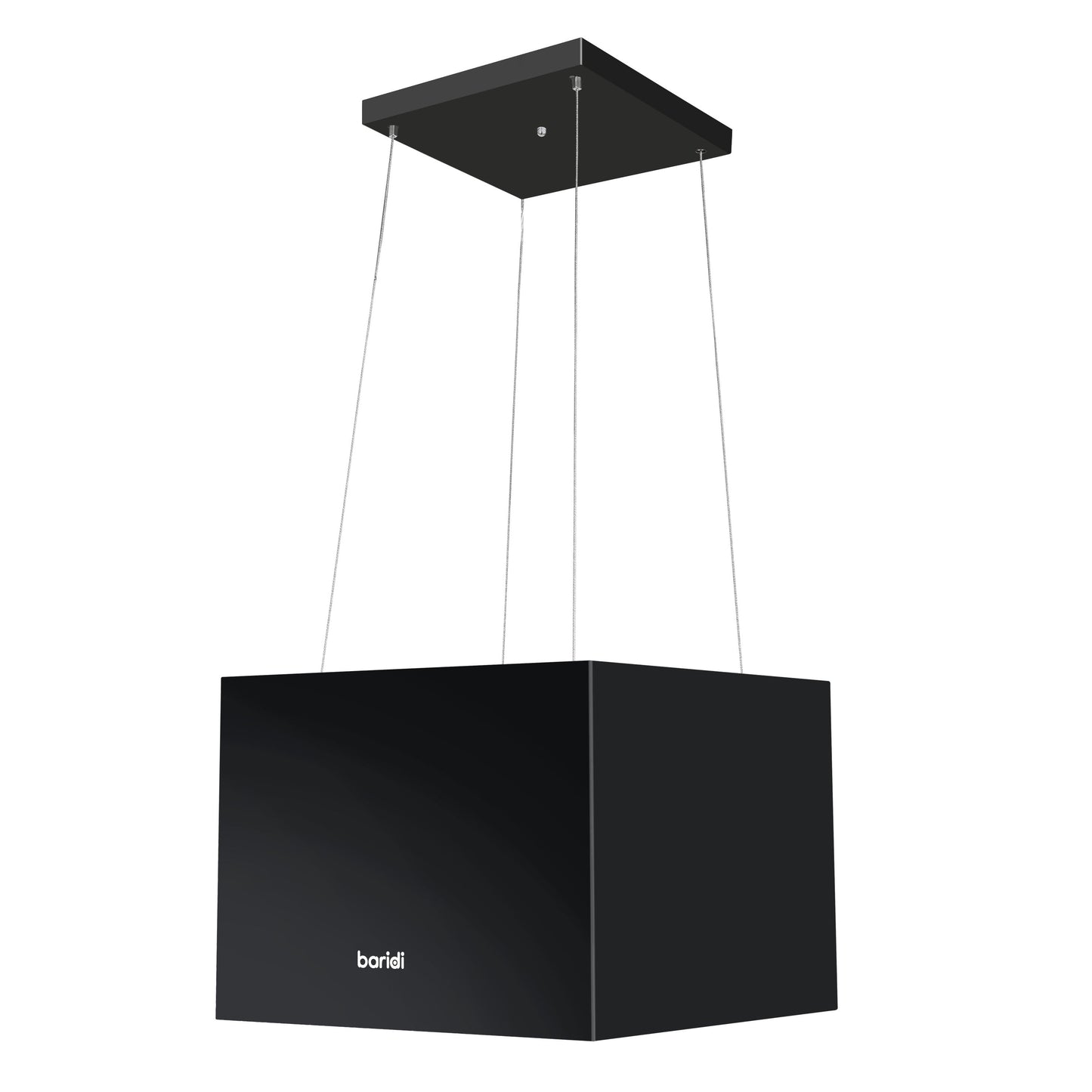 Baridi Island Cooker Hood, Square, 40cm, 3-Speed, Black - DH109