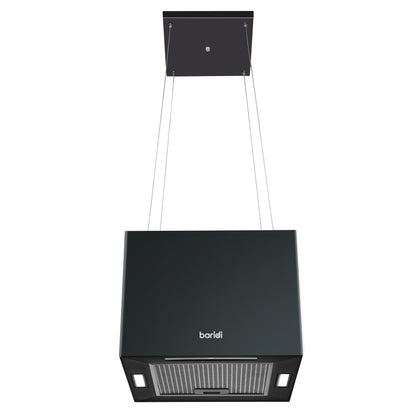 Baridi Island Cooker Hood, Square, 40cm, 3-Speed, Black - DH109