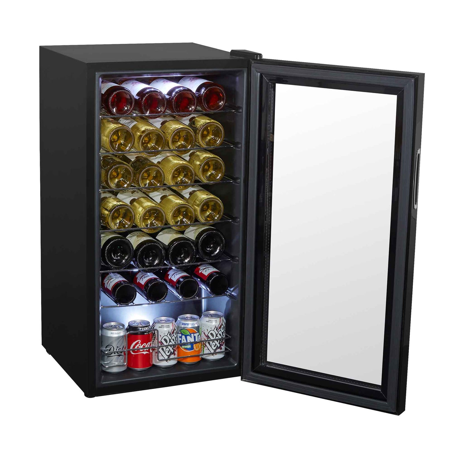 Baridi 28 Bottle Wine Cooler Fridge with Digital Touch Screen Controls & LED Light, Black - DH10