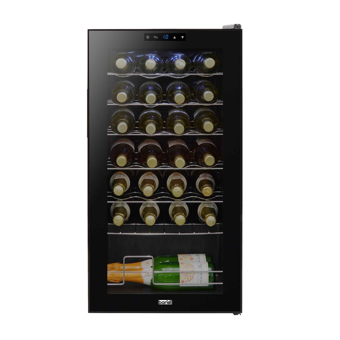 Baridi 28 Bottle Wine Cooler Fridge with Digital Touch Screen Controls & LED Light, Black - DH10