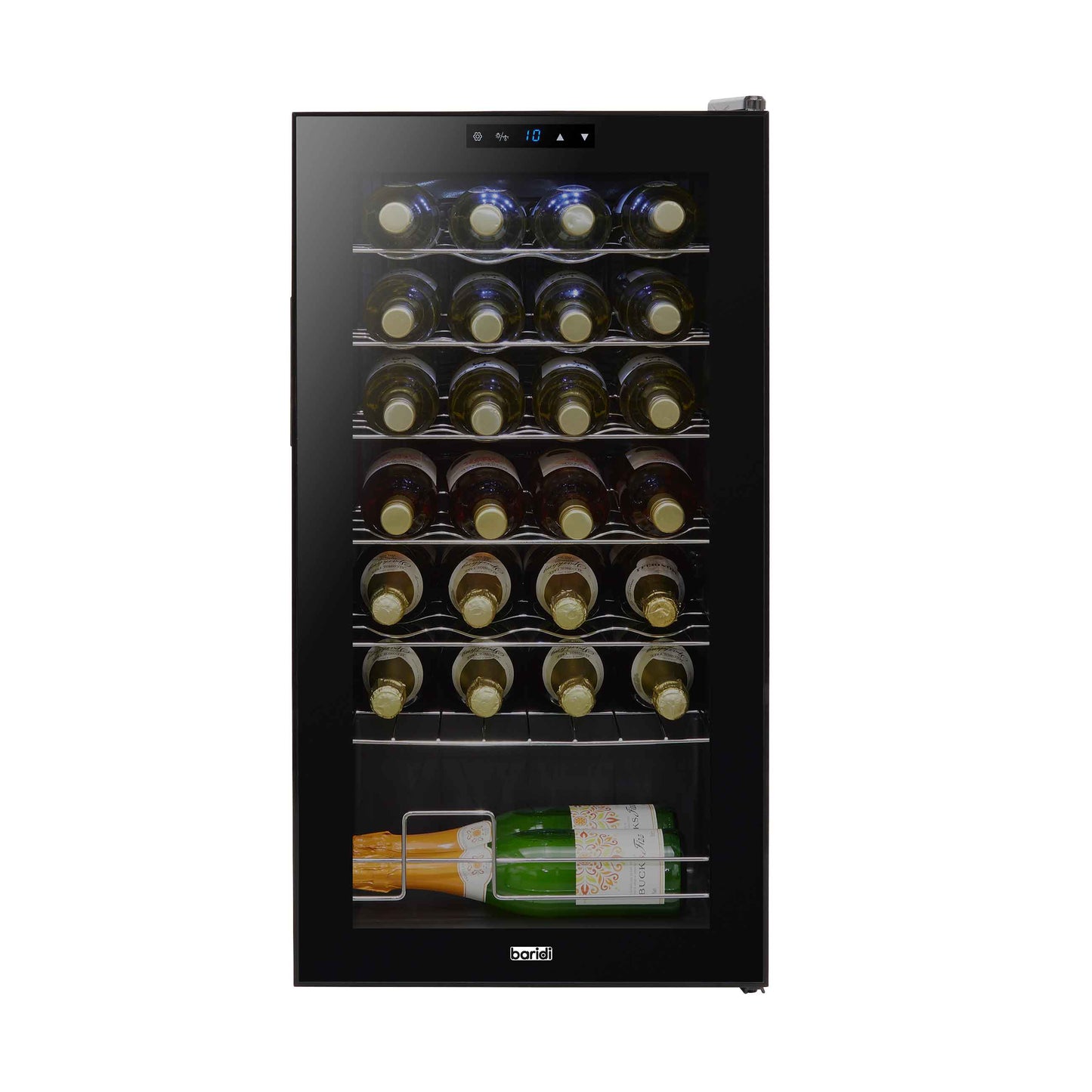 Baridi 28 Bottle Wine Cooler Fridge with Digital Touch Screen Controls & LED Light, Black - DH10
