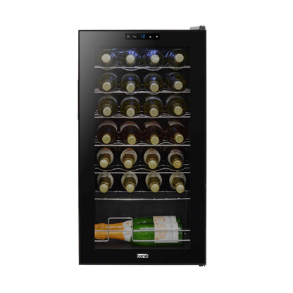 Baridi 28 Bottle Wine Cooler Fridge with Digital Touch Screen Controls & LED Light, Black - DH10