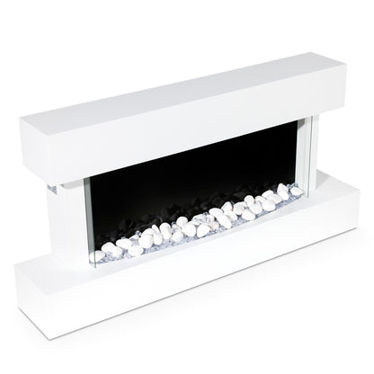Baridi 46" Electric Fireplace, Wall Mounting with LED Flame Effects,  White - DH113