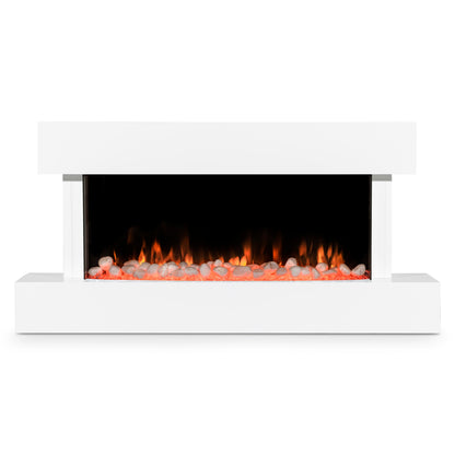 Baridi 46" Electric Fireplace, Wall Mounting with LED Flame Effects,  White - DH113