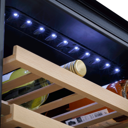 Baridi 60cm Built-In 36 Bottle Dual Zone Wine Cooler with Beech Wood Shelves - Black - DH117