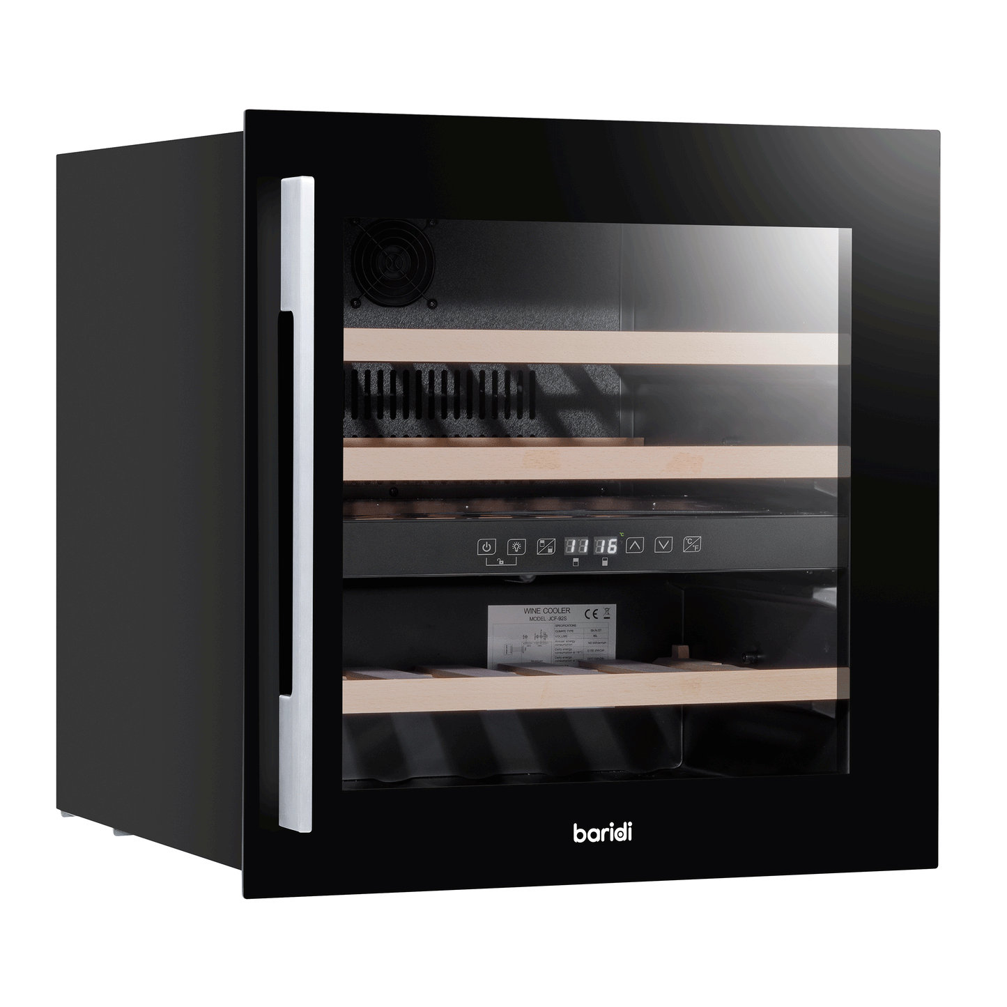 Baridi 60cm Built-In 36 Bottle Dual Zone Wine Cooler with Beech Wood Shelves - Black - DH117