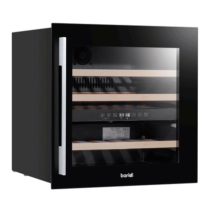 Baridi 60cm Built-In 36 Bottle Dual Zone Wine Cooler with Beech Wood Shelves - Black - DH117