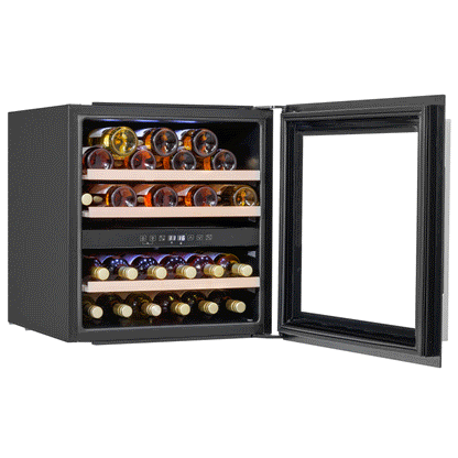 Baridi 60cm Built-In 36 Bottle Dual Zone Wine Cooler with Beech Wood Shelves - Black - DH117