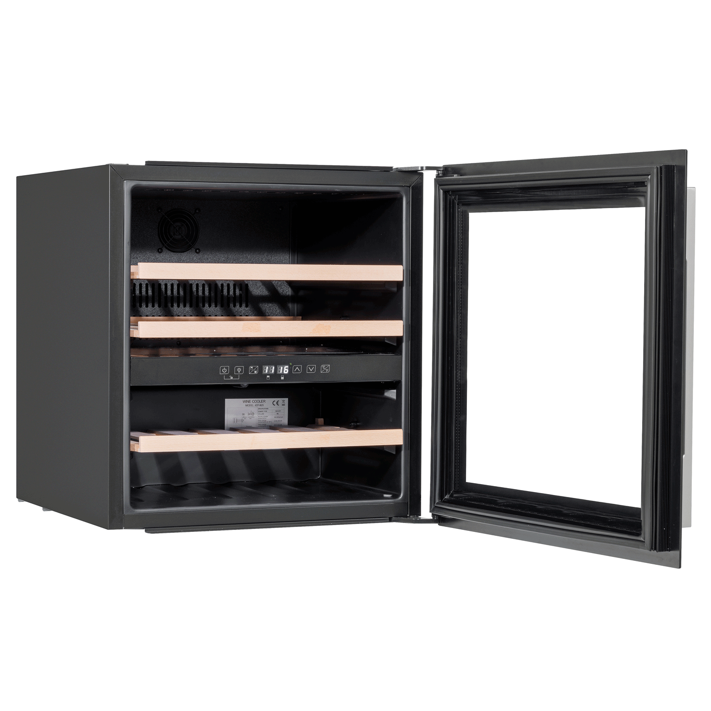 Baridi 60cm Built-In 36 Bottle Dual Zone Wine Cooler with Beech Wood Shelves - Black - DH117