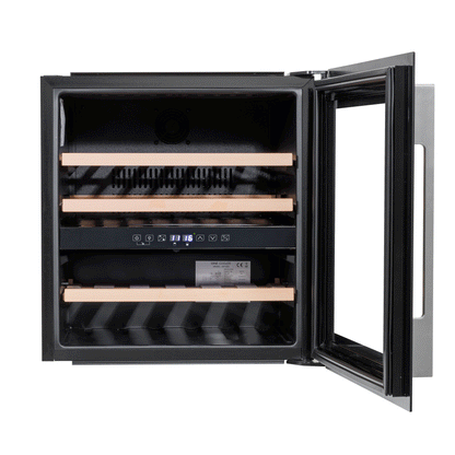 Baridi 60cm Built-In 36 Bottle Dual Zone Wine Cooler with Beech Wood Shelves - Black - DH117