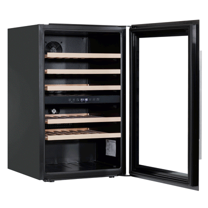Baridi 60cm Built-In 57 Bottle Dual Zone Wine Cooler with Beech Wood Shelves - Black - DH118