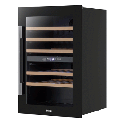 Baridi 60cm Built-In 57 Bottle Dual Zone Wine Cooler with Beech Wood Shelves - Black - DH118