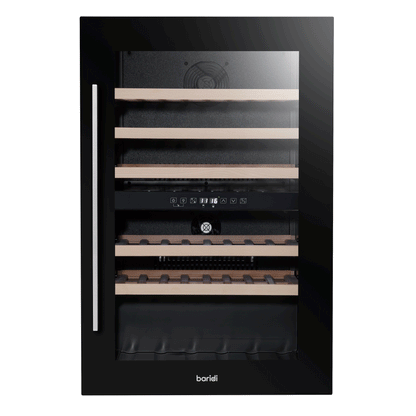 Baridi 60cm Built-In 57 Bottle Dual Zone Wine Cooler with Beech Wood Shelves - Black - DH118