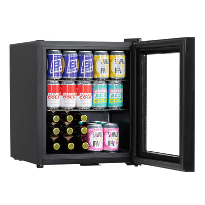 Baridi 50L Mini Drinks & Beer Fridge/Wine Cooler with LED Light, Black - DH12