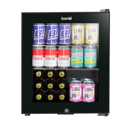 Baridi 50L Mini Drinks & Beer Fridge/Wine Cooler with LED Light, Black - DH12