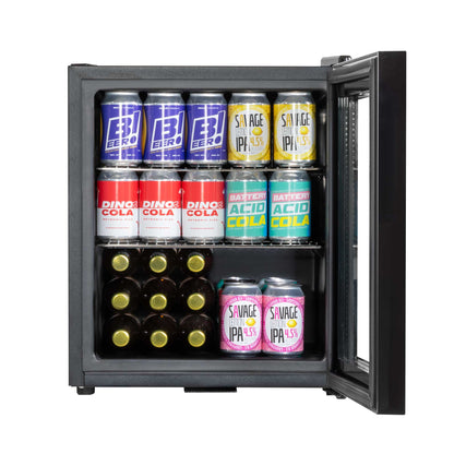 Baridi 50L Mini Drinks & Beer Fridge/Wine Cooler with LED Light, Black - DH12