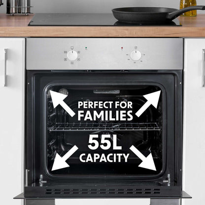 Baridi 4 Zone Ceramic Hob, 5 Function Fan-Assisted Oven & Curved Glass Cooker Hood Bundle - DH187