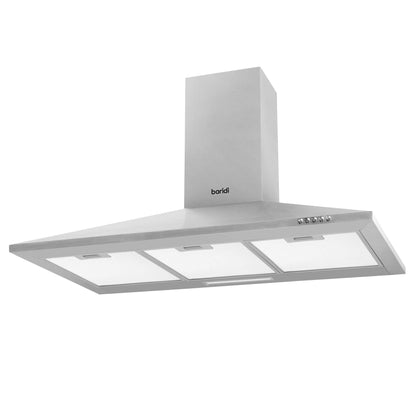 Baridi 90cm Chimney Style Cooker Hood with Carbon Filters, Stainless Steel - DH127